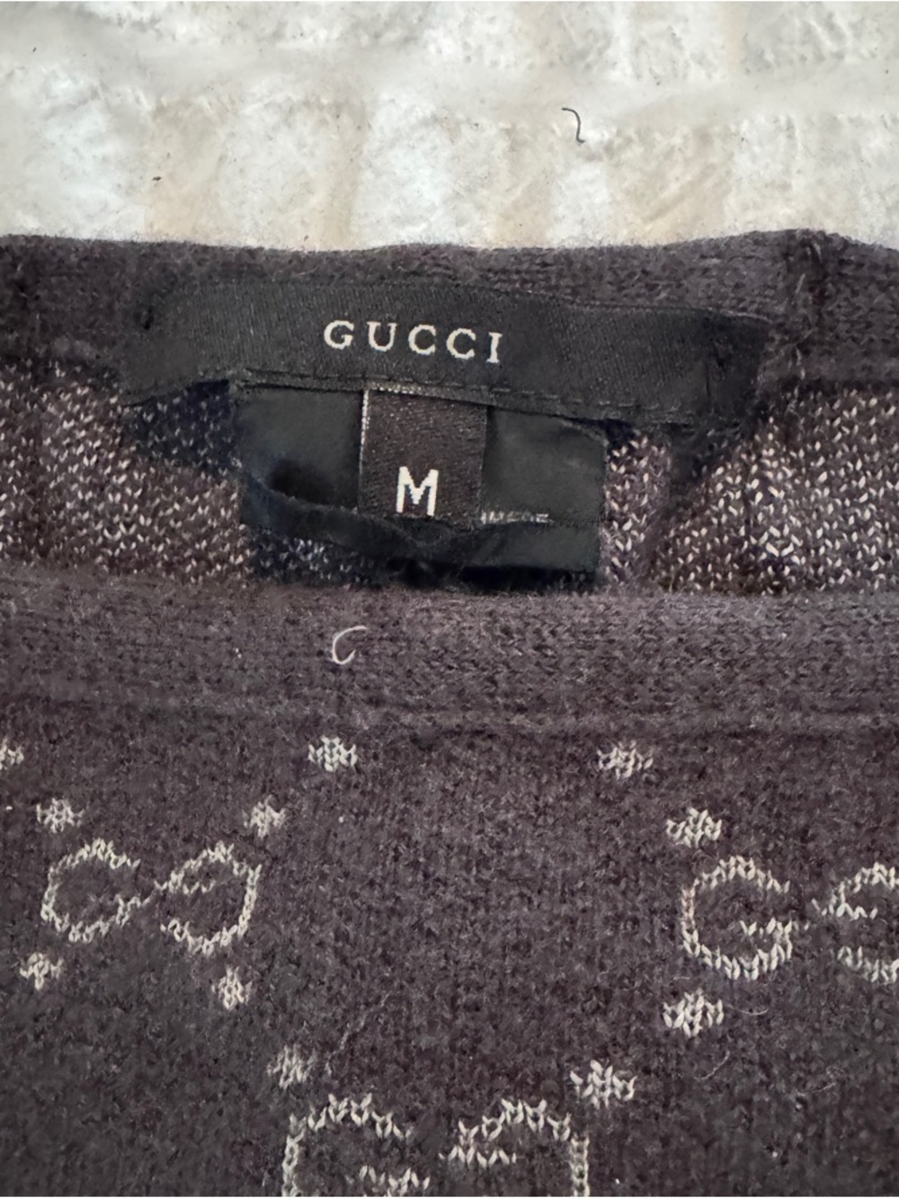 Gucci Dark Gray Knit with Light Gray GG Motif Winter Headband